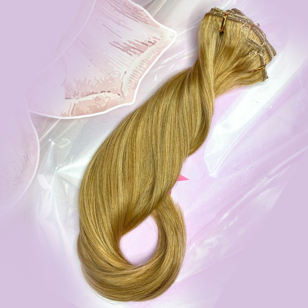 18” #27/613 gold clip-on