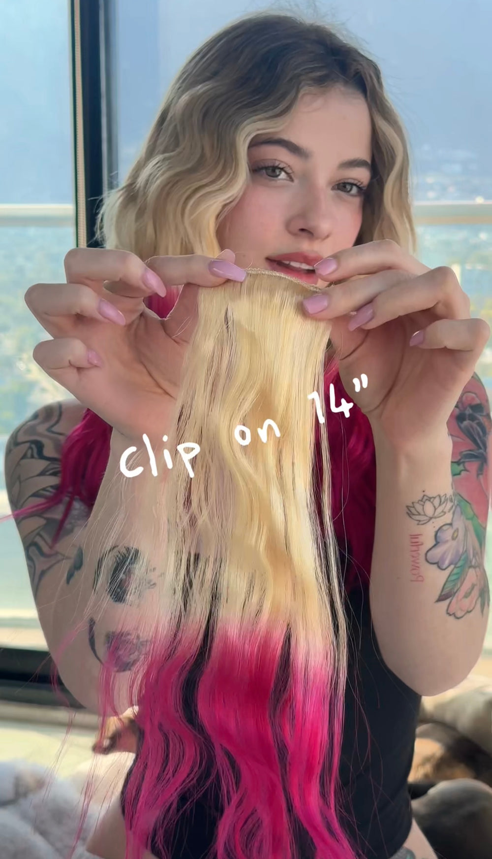 14” clip on Fantasia pink