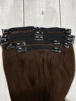 22” #2 castaño medio clip-on