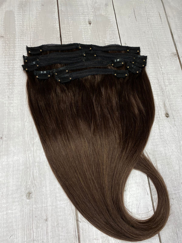 22” #2 castaño medio clip-on
